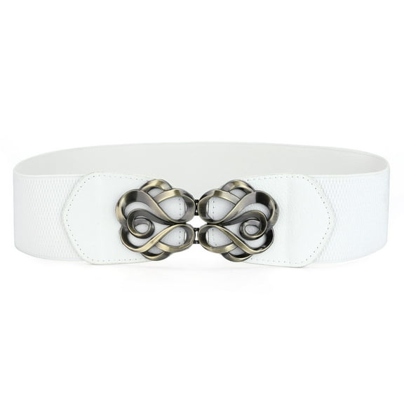 INSPIRE CHIC Women's Metal Interlocking Buckle Stretch Band Cinch Belt
