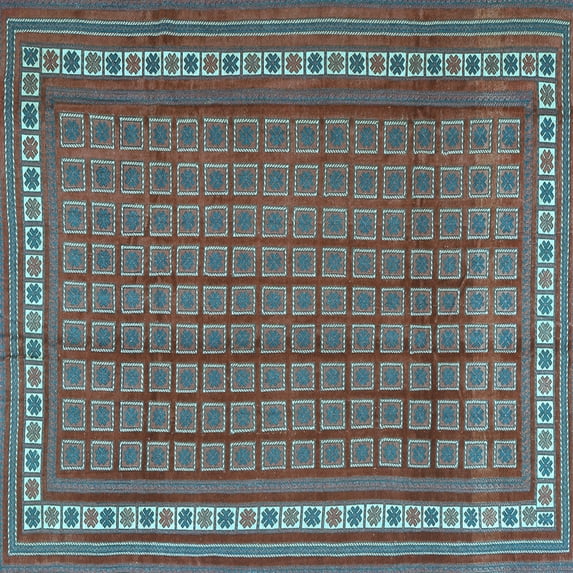 Ahgly Company Indoor Square Southwestern Light Blue Country Area Rugs, 7' Square