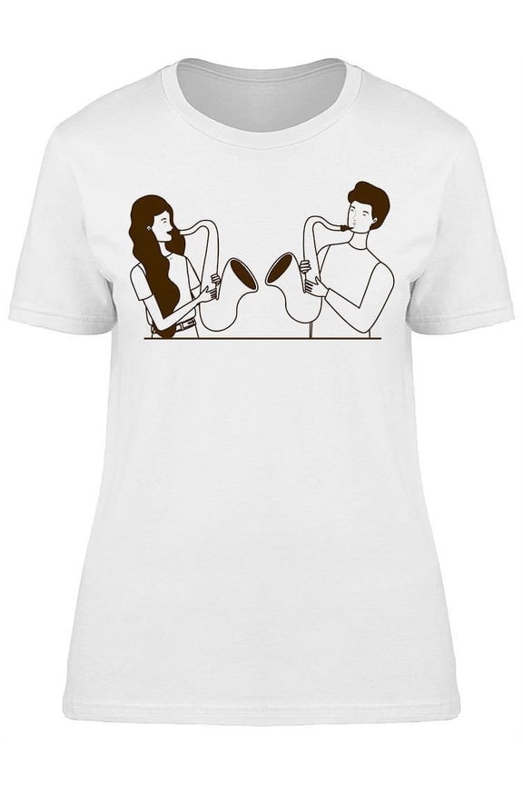 A Happy Couple Playing Saxophone Tee Women's -Image by Shutterstock