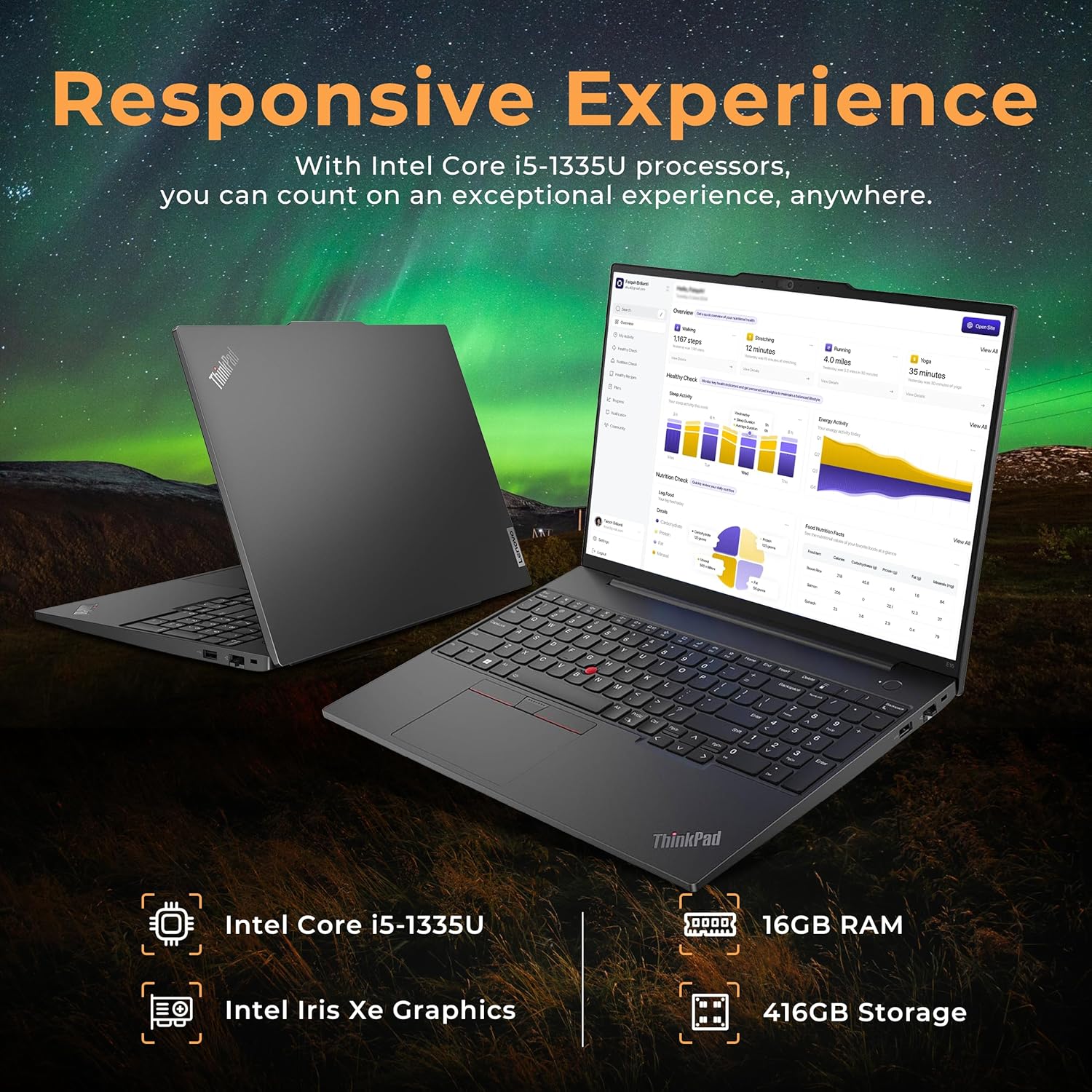 Lenovo ThinkPad E16 Gen 1 16" WUXGA Business Laptop, Intel i5-1335U, 16GB DDR4 RAM, 416GB Storage (256GB SSD+160GB Docking Station Set), Backlit Keyboard, Fingerprint Reader, Win 11, Black