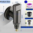 thumbnail image 2 of Washing Machine Faucet, 1/2 and 3/4 Black Stainless Steel Washing Machine Faucet Angle Valve, Water Stop Valve for Washing Machine, Garden, 2 of 4
