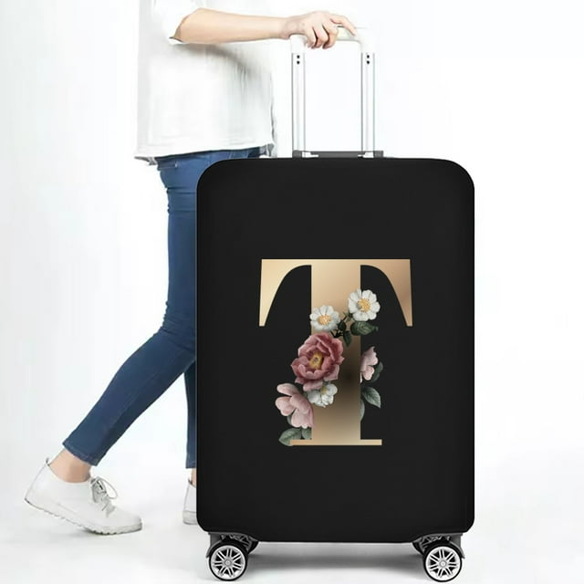 Travel Bag Protector Cover 26 English Letter Printed Accessory Bag Elastic Travel Bag Cover Applicable To 18-28 Inch Suitcase 8gold T L