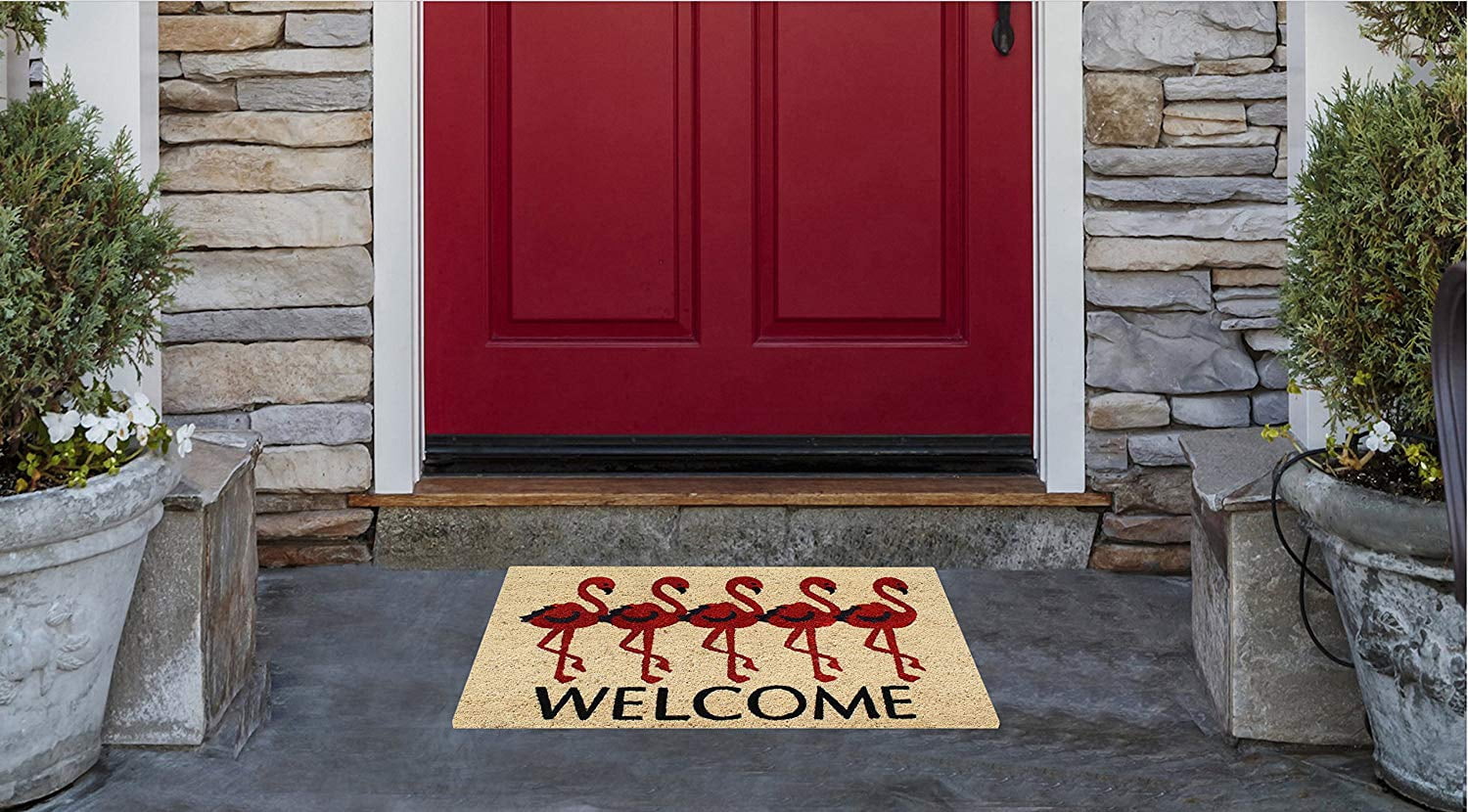 A1HC First Impression Flamingo Welcome Mat 18" X 30" Front Door Mats Entryway Doormat