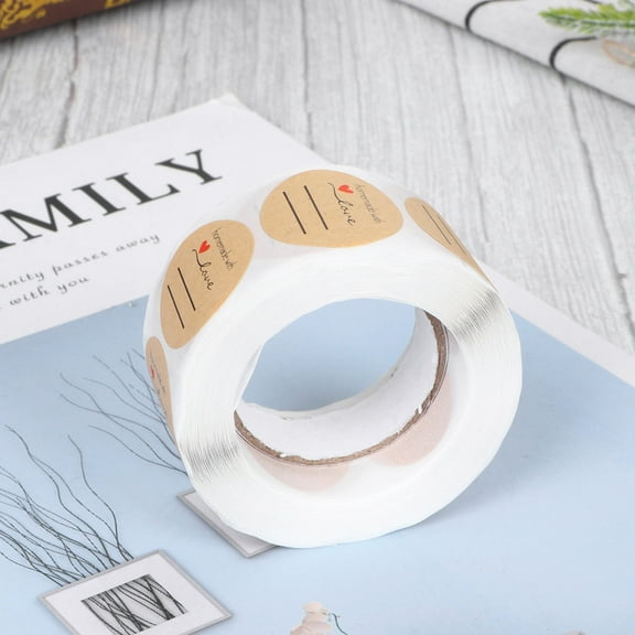 MLINS Cookie Bag Labels with Handmade with Love Design Round Adhesive Stickers on Kraft Paper for Decoration Use Multi Color