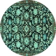 thumbnail image 1 of Ahgly Company Machine Washable Indoor Round Persian Turquoise Blue Traditional Area Rugs, 6' Round, 1 of 4