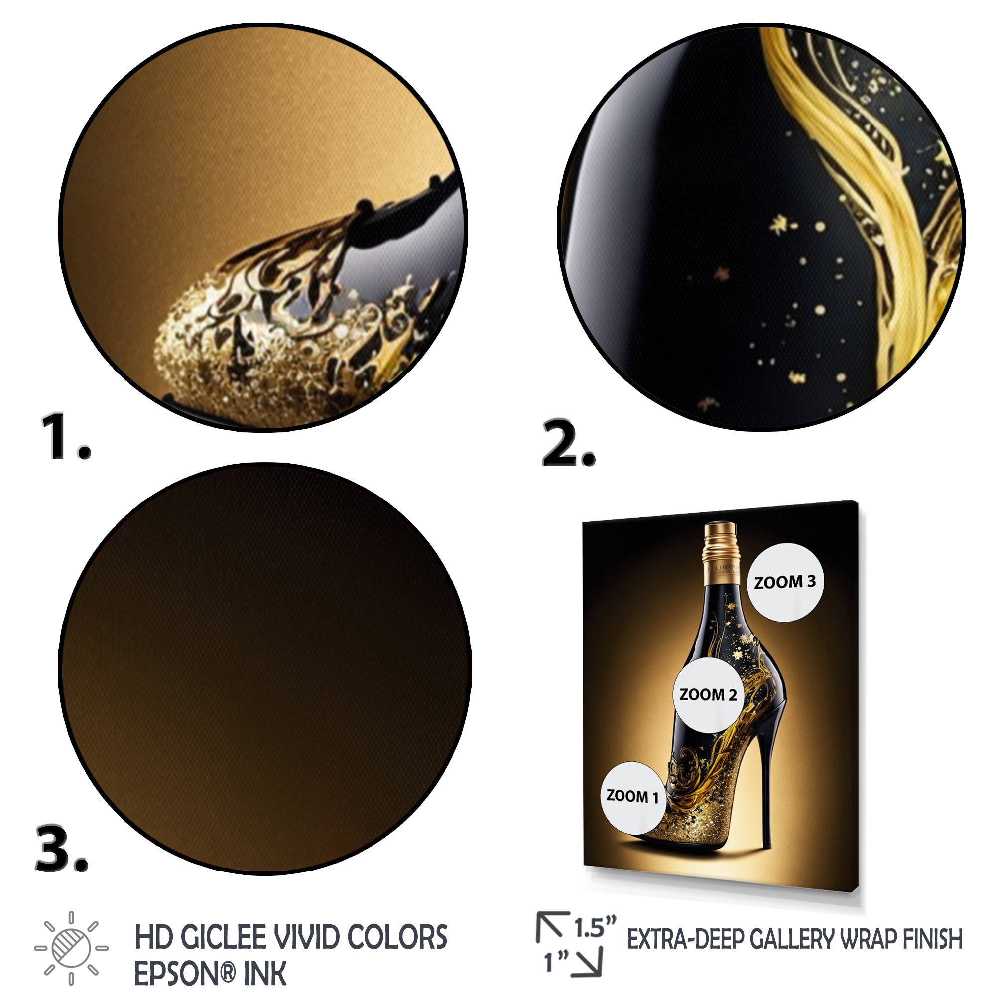 Designart Golden Champagne High Heel I Canvas Wall Art