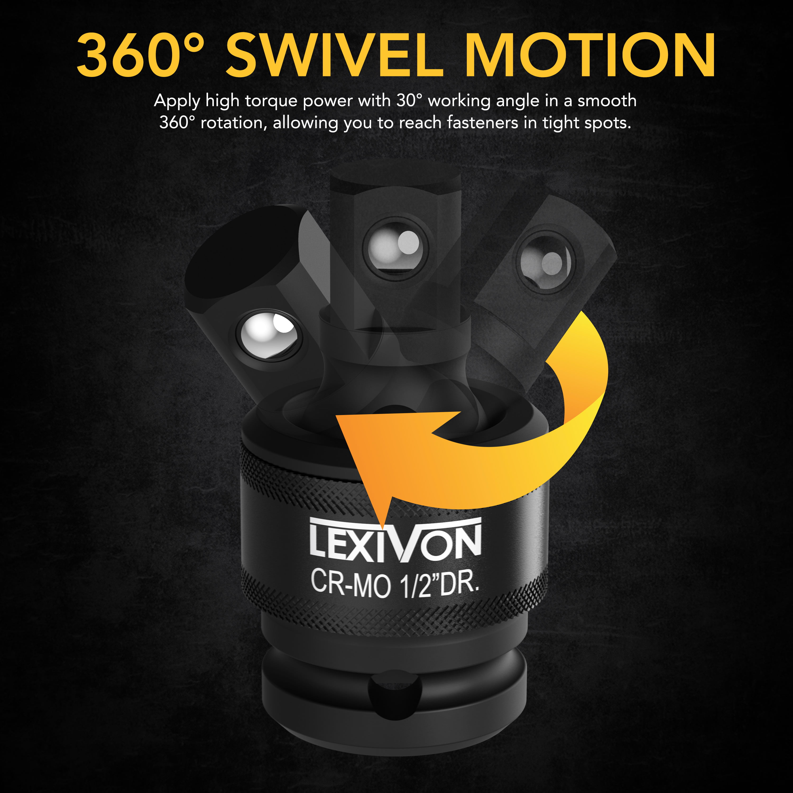 LEXIVON Premium Impact Universal Joint Socket Swivel Set3-Piece Heavy-Duty