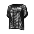 thumbnail image 6 of SXCXLSA Crochet Tops for Women 2026 Summer Short Sleeve Beach Vacation Clothes Cover up Mesh Top Lightweight Sweater Cruise Resort Wear Black L, 6 of 6