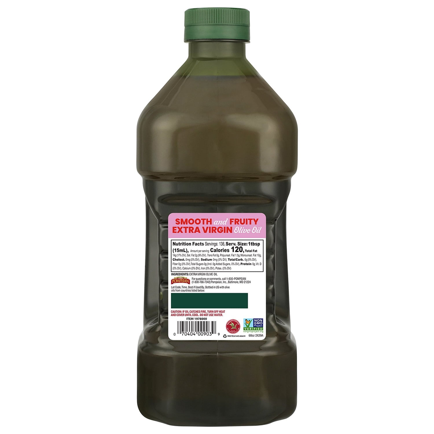 Pompeian Smooth & Fruity Extra Virgin Olive Oil, 2 L