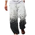 thumbnail image 2 of Herrnalise Men's Joggers Cargo Pants Summer Casual Fashion Gradient Printing Elastic Waist Straight Trousers Ripped Denim Pants for Men For White,XL, 2 of 5