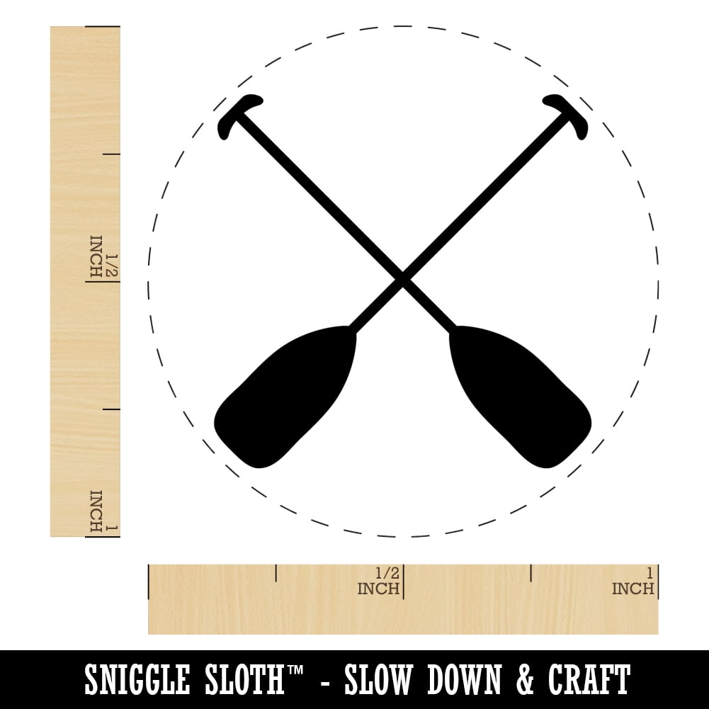 Paddles Oar Canoes Kayaks Rafting Self-Inking Rubber Stamp Ink Stamper - Pink Ink - Medium 1 Inch