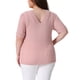 thumbnail image 3 of Agnes Orinda Blusas de Talla Grande para Mujeres, Cuello en V, Manga Corta, Suéter Casual, 2X Rosa, 3 of 6