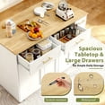 thumbnail image 6 of Magic Union 52" Kitchen Island with Hidden Trash Can Storage, Moveable Portable Island table for Kitchen, Rolling Kitchen Islands Cart w/Pull-Out Shelves, Drawers, Adjustable Shelf, White, 6 of 11