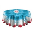 thumbnail image 5 of Red Blue Tie Dye Spiral Round Tablecloth 60"x60",Wrinkle Wipeable Table Cloth for Kitchen Dining Room Picnic Patio Party, 5 of 6