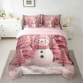 thumbnail image 2 of Homewish Girls Kawaii Snowman Twin Bedding Sets 7-Piece, Cute Pink Bedding Comforter Set, Merry Xmas Tree Sheet Sets, Breathable Home Decor, 2 of 8