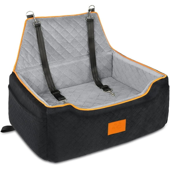 Dog Car Seat for Large/Medium Dog, Dog Booster Seat for Dogs Under 55Lbs or 2 Small Dogs, Detachable and Washable Travel Dog Seat with Thick Cushion and Storage Pockets (Black/Gray)