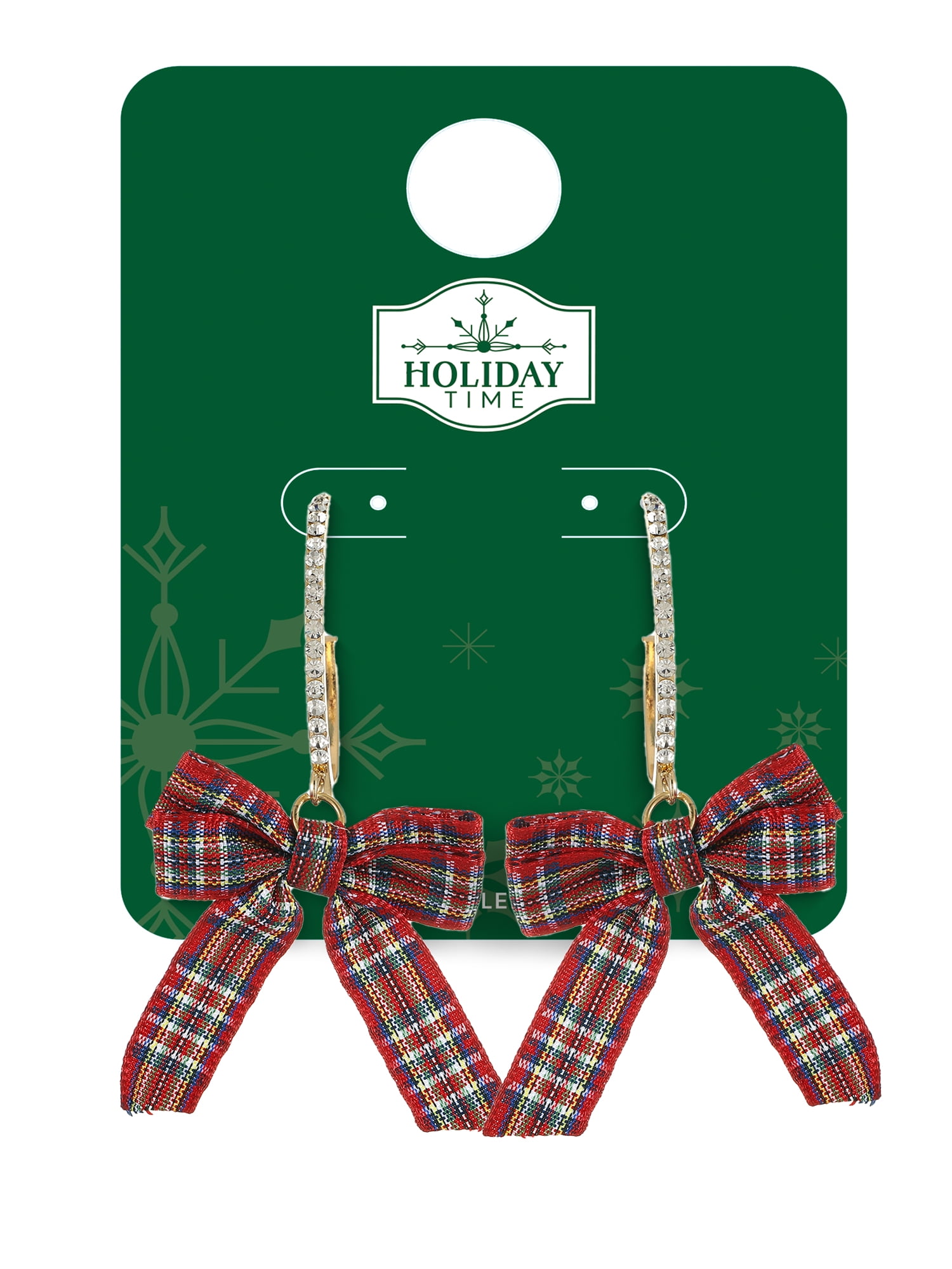 Holiday Time Goldtone Hoop with Red Bow Earrings, 1 Pair