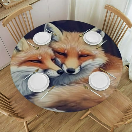 

SHERONV Foxes Woods Round Tablecloth Stain-Resistant Washable Polyester Full Width Single-Sided Printing Ideal for Indoor Outdoor Restaurants Weddings Parties Home Kitchen Holiday Dinner 46 -50