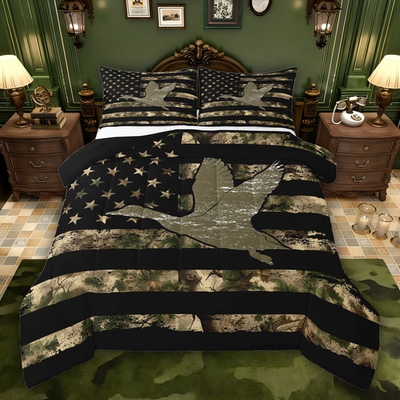 Feelyou Cartoon Rustic Duck Twin Comforter Sets, Branches Leaves Plant Bedding Set, 2pcs