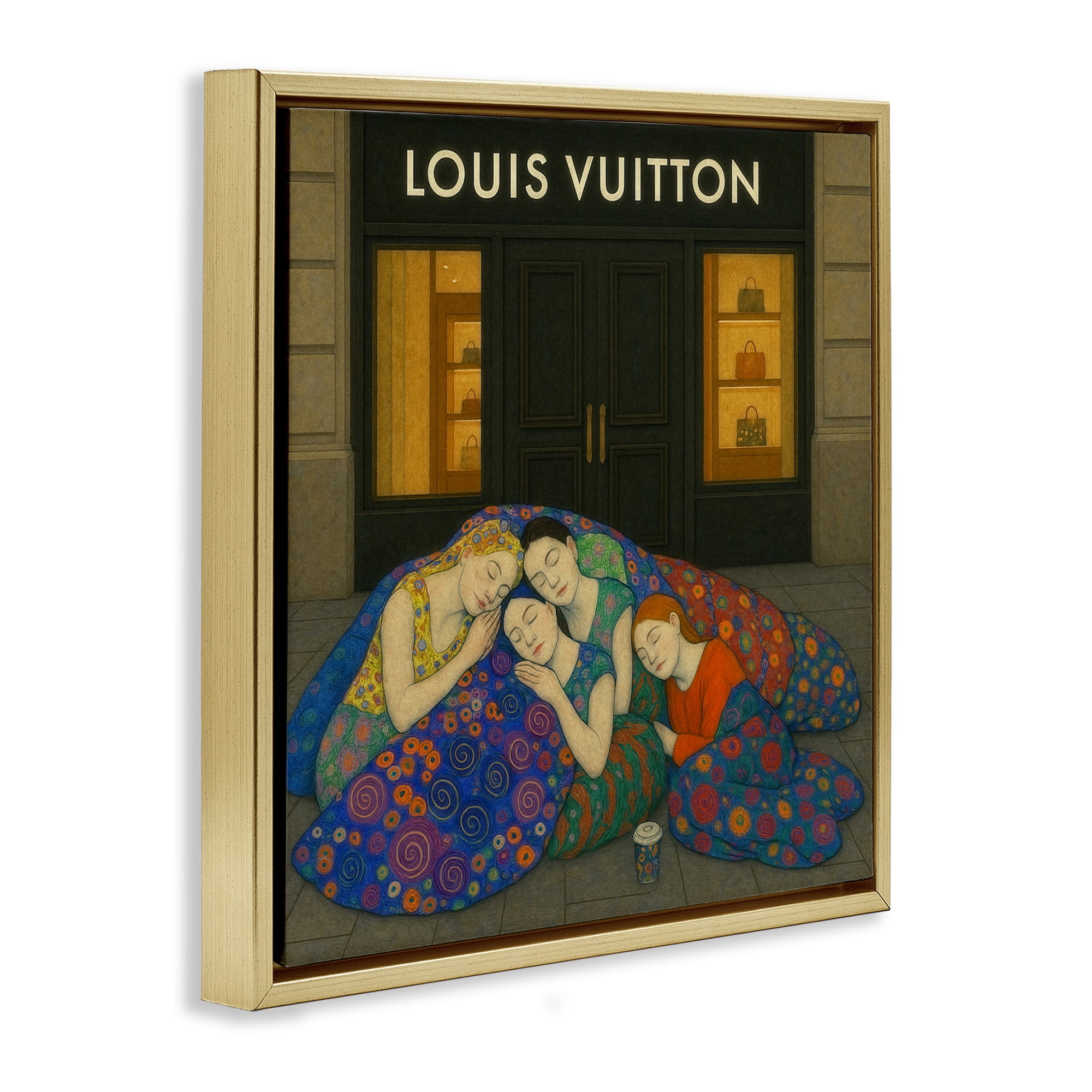 Stupell Industries Iconic Style Fashion Shop Gold Framed Floater Canvas Wall Art, design by Grotto Studios