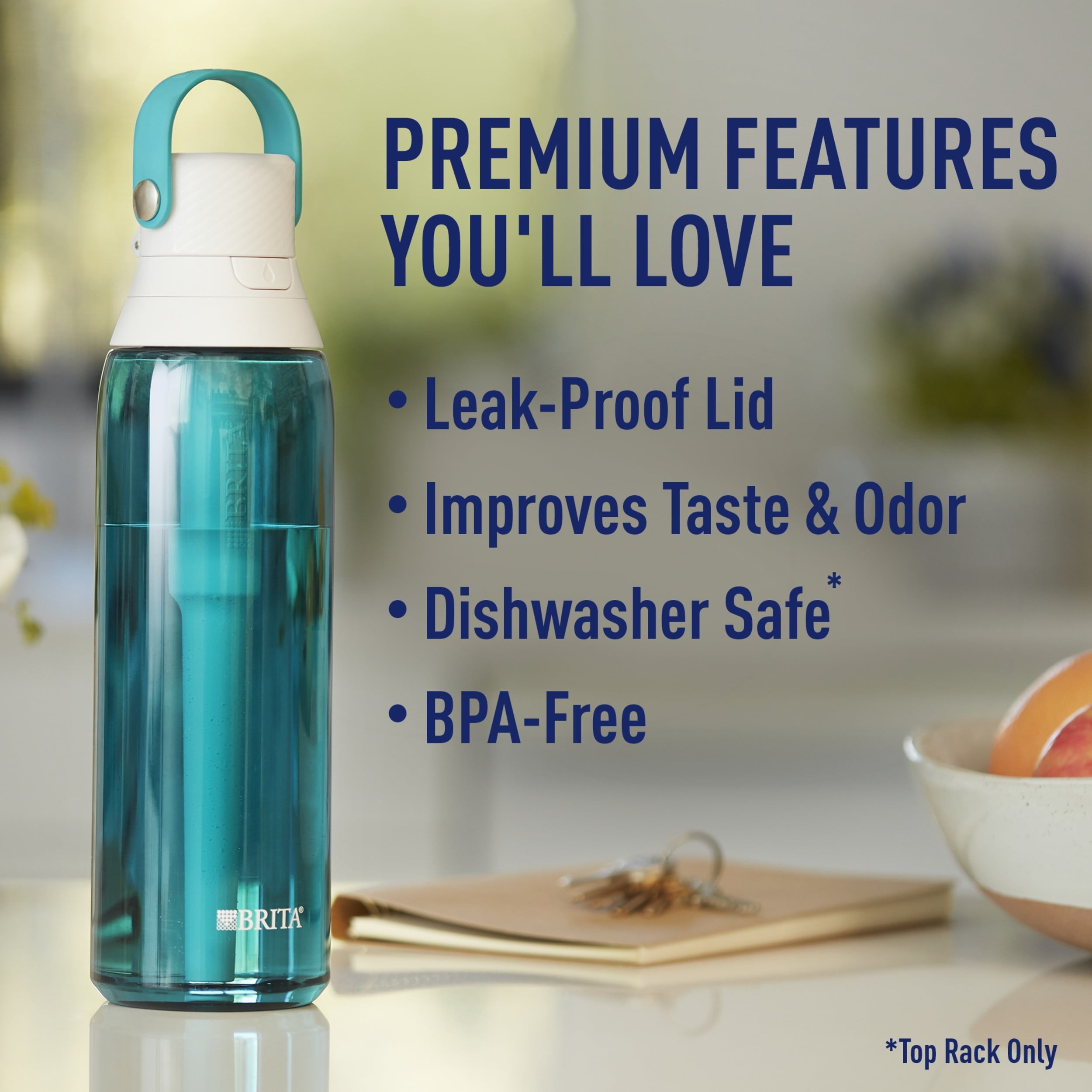 Brita Premium Leak Proof Filtered Bottle, Sea Glass, oz -
