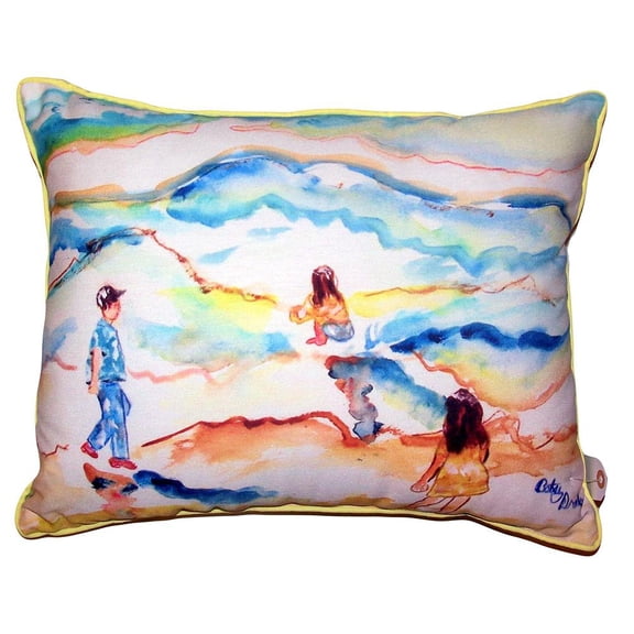 Betsy Drake Interiors Playing at the Beach Small Outdoor/Indoor Pillow 11x14