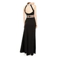 thumbnail image 2 of MY MICHELLE Womens Black Slitted Sleeveless Halter Full-Length Formal Fit + Flare Dress 1, 2 of 4