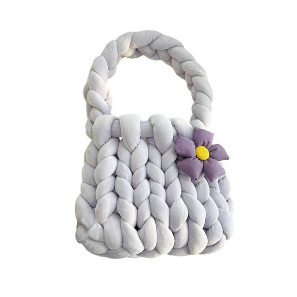 Bolsa de crochet de mujeres Bolsa acolchada Accesorio Femenino Accesorio Multipropósito de tejido de tejido Bolso de punto para la fiesta de viaje de violeta ligera
