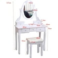 thumbnail image 1 of Vanity Desk with Charging Station, Small Makeup Vanities Set with LED Light Mirror and Drawers, Vanity Table for Bedroom with Storage Stool, 1 of 6
