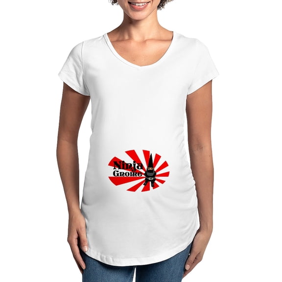 CafePress - Ninja Gnome Maternity T Shirt - Cotton Maternity T-shirt, Cute & Funny Pregnancy Tee