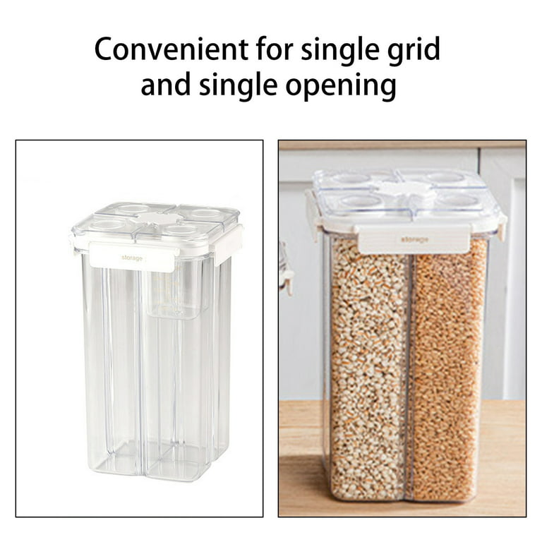 Wovilon Airtight Cereal Storage Container, Clear 2.4L Airtight Kitchen Food Storage  Container With Lids And Compartments For Grain, Sugar, Flour, Rice, Nut,  Snacks 