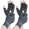 thumbnail image 1 of 2 Pairs Arthritis Compression Gloves for Rheumatoid, Carpal Tunnel Pain, Hand Compression Gloves Fingerless for Typing, Work, Driving, Fit Women Men, Anti-Slip Dots (Black, Small), 1 of 7
