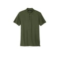 thumbnail image 3 of MERCER+METTLE Unisex Stretch Pique Henley | Moisture Wicking Polo for Men & Women, Casual Lightweight Henley for Work - Townsend Green L, 3 of 4