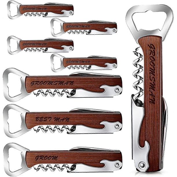 Set Of 8 Groomsmen Bottle Opener Best Man Groom Bottle Opener Corkscrew And Multi Tool Groomsmen Gifts Wooden Wine Beer Bottle Opener For Proposal Bac