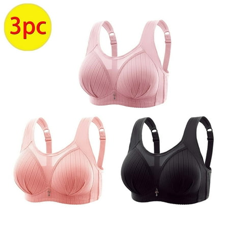 TrendVibe365 Wireless Bras for Women Support Multipack Mesh Wireless Push up Bralette Padded Adjustable Strap Bustier Full Coverage Crop Cami Top Sexy Lingerie Pink L