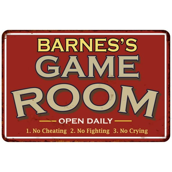 BARNES'S Game Room Sign Vintage Look Metal Wall 8x12 108120001024