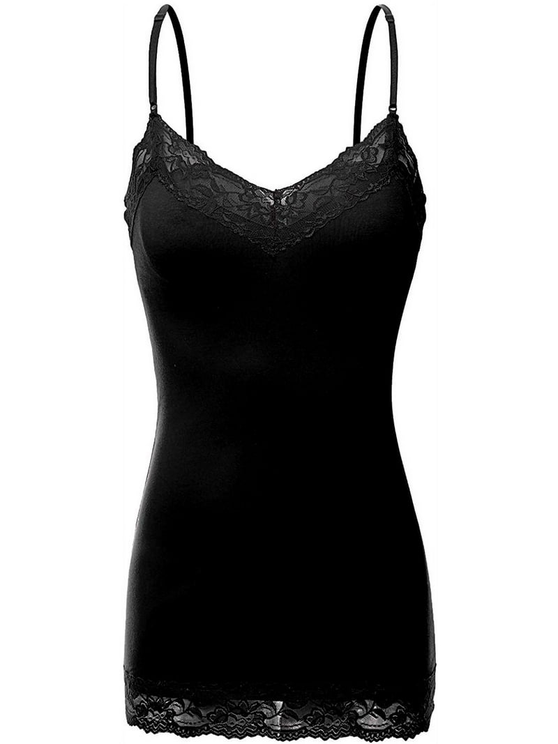 Bozzolo Women Junior & Plus Adjustable Spaghetti Strap Lace Trim