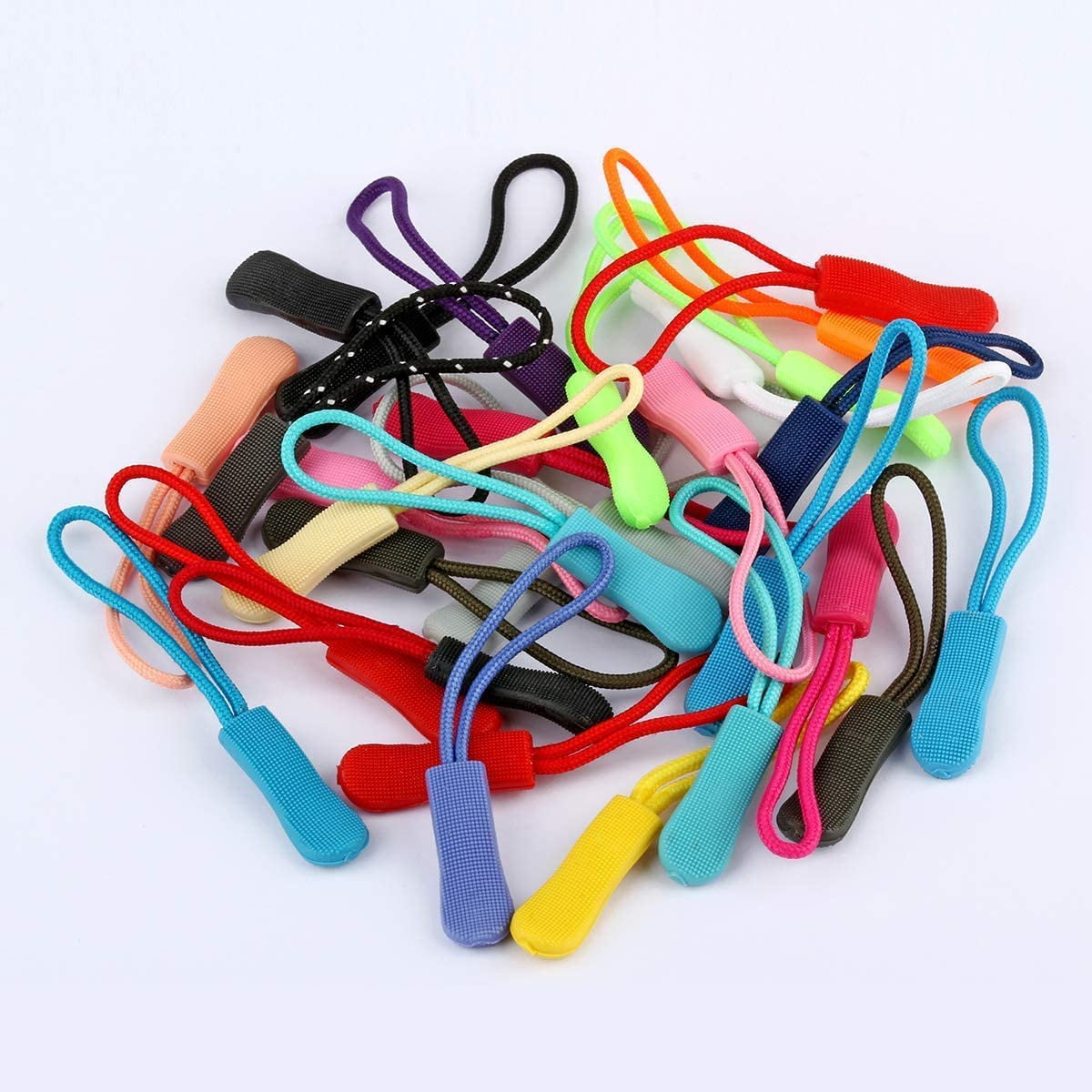 Hamzusd 240pcs Black Extension Zipper, Durable Zip Pulls Strong Nylon Cord Rubber Textured No Slip Pull Rope, Fit All Zips Pull Extension Nylon Zipper