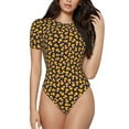 thumbnail image 1 of Balery Candy Corn Body de cuello redondo de manga corta para mujer Tops de manga corta Tops básicos-Small, 1 of 7