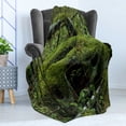 thumbnail image 4 of Nature Soft Flannel Fleece Blanket, Old Abandoned Forest with Moss and Fourties and Fifties Car Art Photo, Cozy Plush for Indoor and Outdoor Use, 60" x 80", Olive Green and Dimgrey, by Ambesonne, 4 of 5