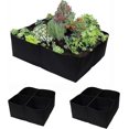 thumbnail image 1 of Juego de 2 bolsas cuadradas de tela gruesa para plantar verduras, 107 litros, 4 rejillas, macetero para patatas, zanahorias, cebollas y flores, 1 of 5