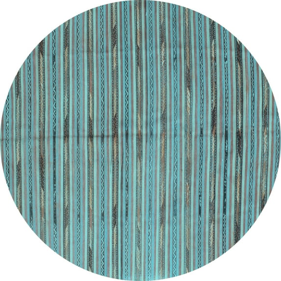 Ahgly Company Indoor Round Southwestern Light Blue Country Area Rugs, 7' Round