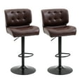 thumbnail image 2 of HOMCOM Bar Height Bar Stools Set of 2 with Adjustable Seat, Thick Padded Cushion and Metal Footrest for Home Bar, Brown, 2 of 9