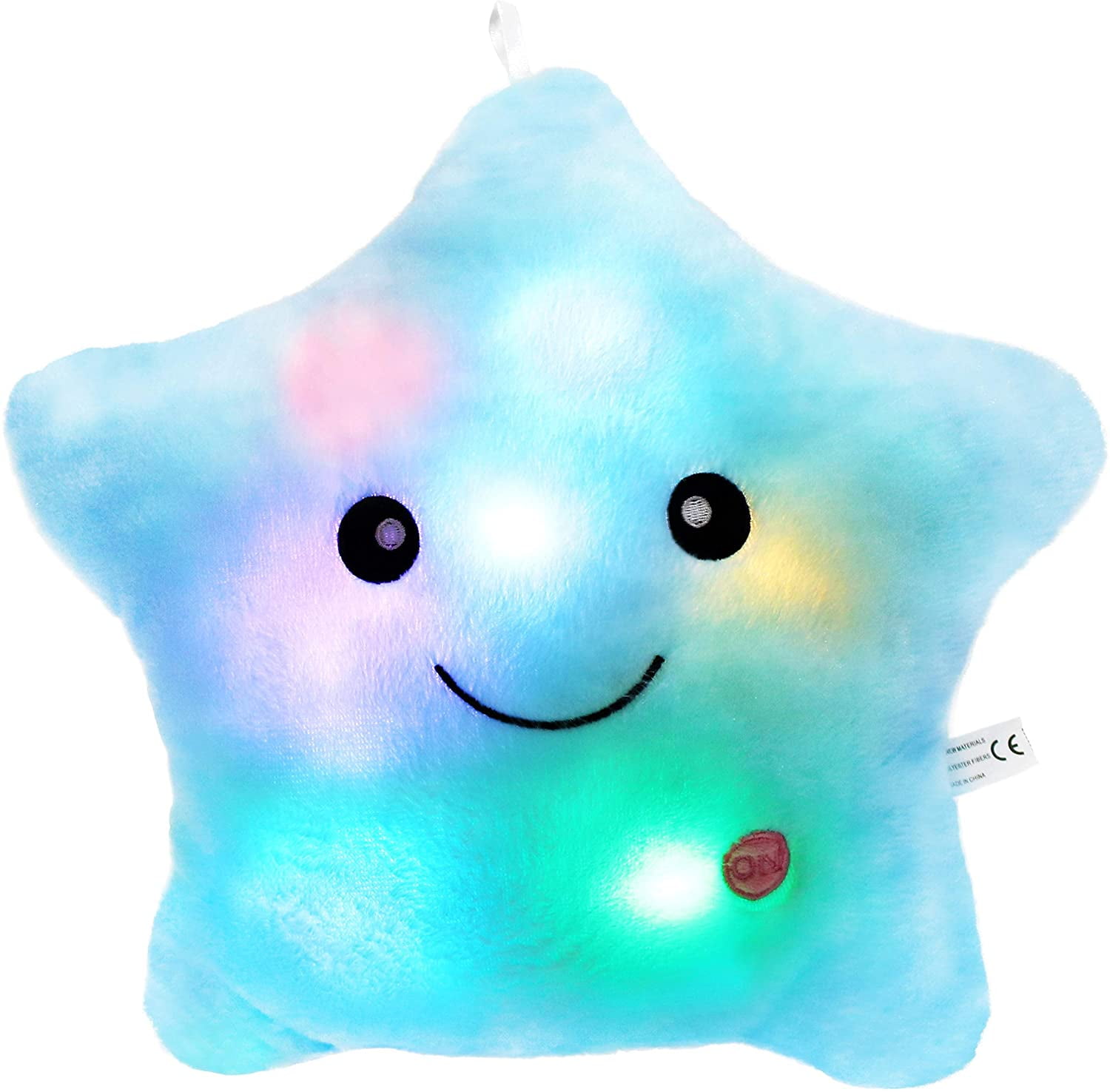 Twinkle Glowing Star Shape Plush Throw Pillow, LED Night Light Pillow Cushions Stuffed Toys