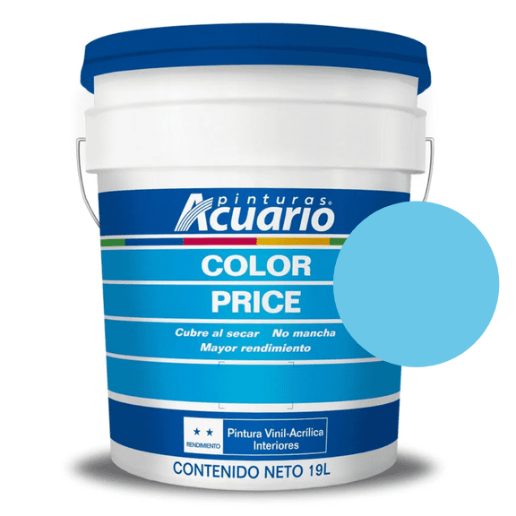 Cubeta De Pintura Vinilica Lavable Acuario Color Price 19lt - Color Azul Cielo