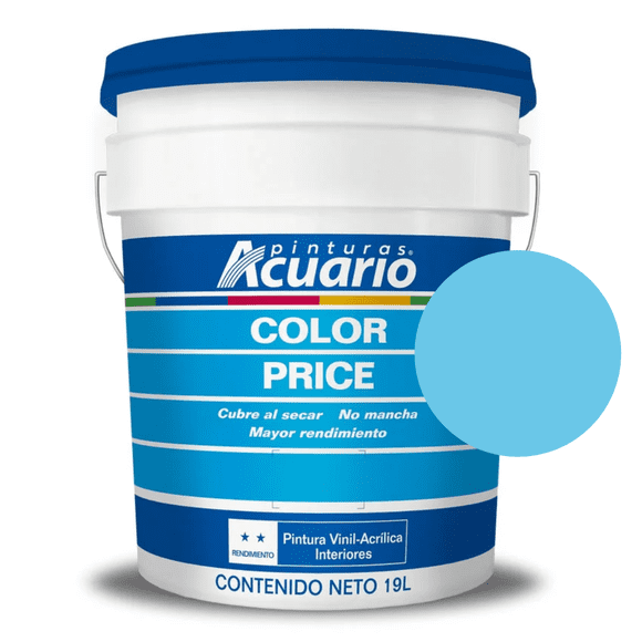 Cubeta De Pintura Vinilica Lavable Acuario Color Price 19lt - Color Azul Cielo