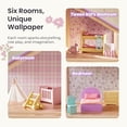 thumbnail image 5 of Tiny Land Wooden Dollhouse for Girls - 6 Rooms Wooden Doll House, DIY Pretend Doll House with 31Pcs Furniture Accessories, Creative Gift for Girl Ages 3+, Unicorn Purple, 5 of 6