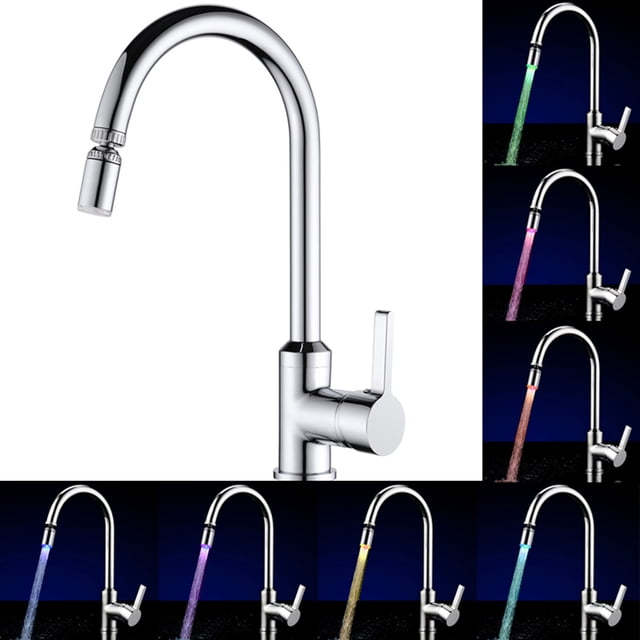 Faucet Handle Sprayer Mixer Swivel Out Kitchen Sink Pull Spout LED LED light
