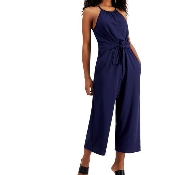 Speechless Womens Tie-Front Jumpsuit, Blue, Juniors, Large