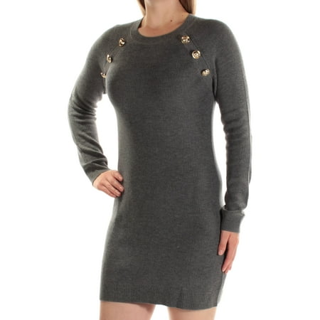 INC Womens Gray Long Sleeve Jewel Neck Mini Body Con Dress  Size: